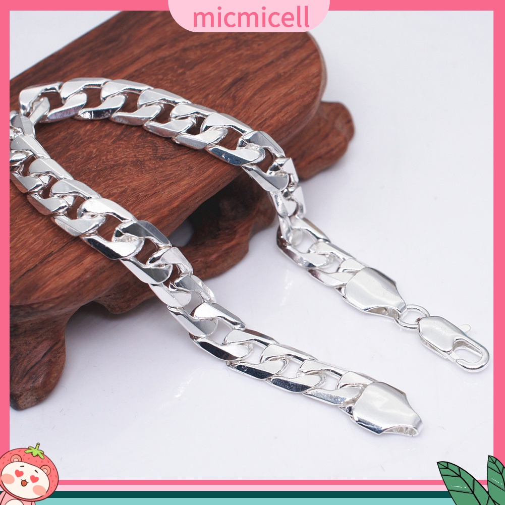 MICMICELL| Vòng Tay Mắc Xích Mạ Bạc 8mm Thời Trang Dành Cho Nam Và Nữ