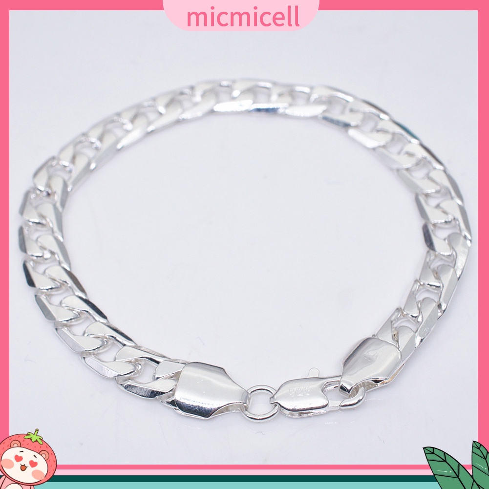 MICMICELL| Vòng Tay Mắc Xích Mạ Bạc 8mm Thời Trang Dành Cho Nam Và Nữ