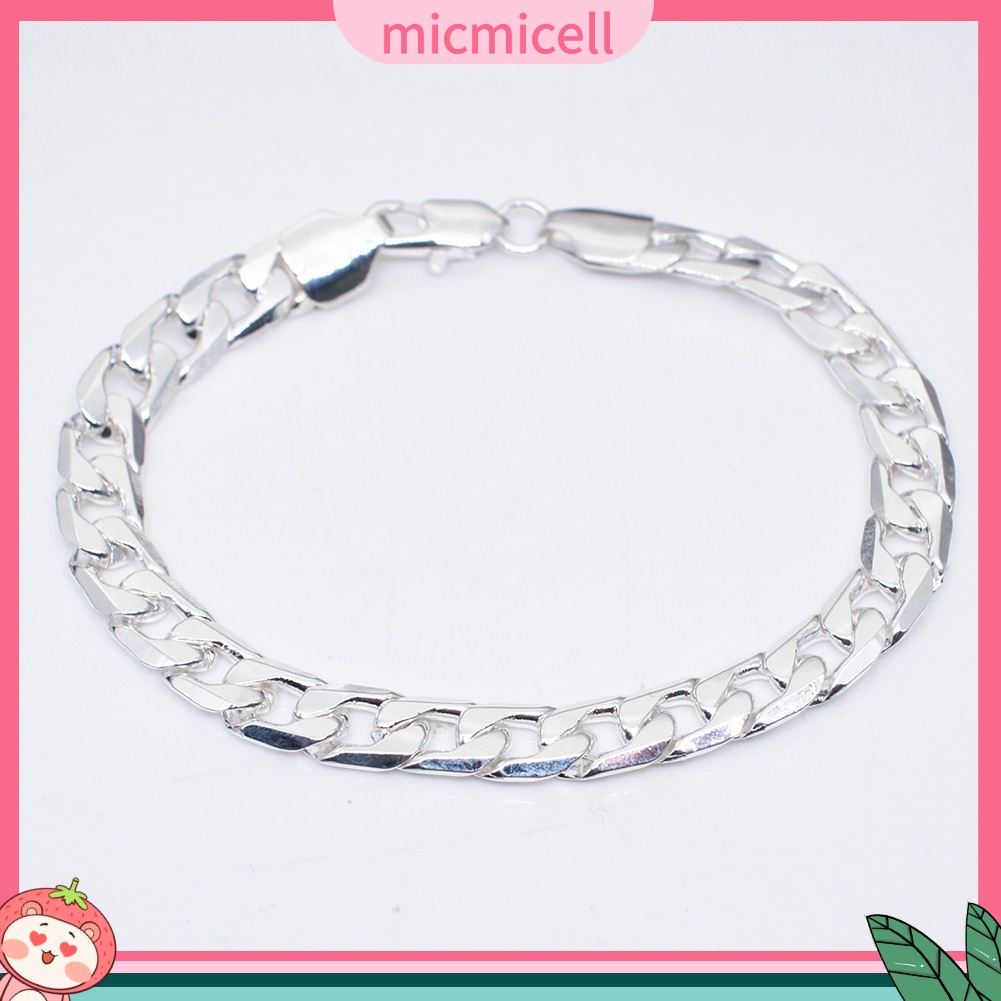 MICMICELL| Vòng Tay Mắc Xích Mạ Bạc 8mm Thời Trang Dành Cho Nam Và Nữ