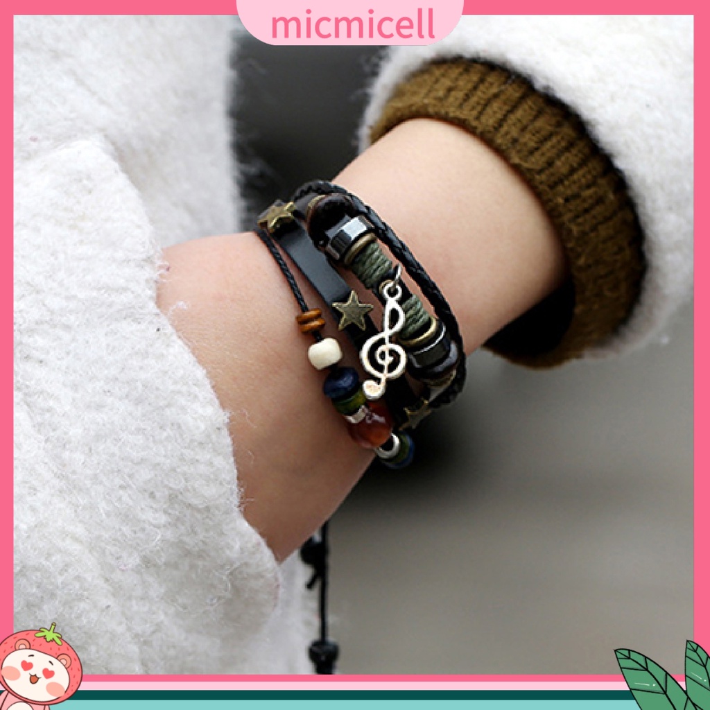 MICMICELL| Vòng tay giả da kiểu dây bện thời trang cho nữ