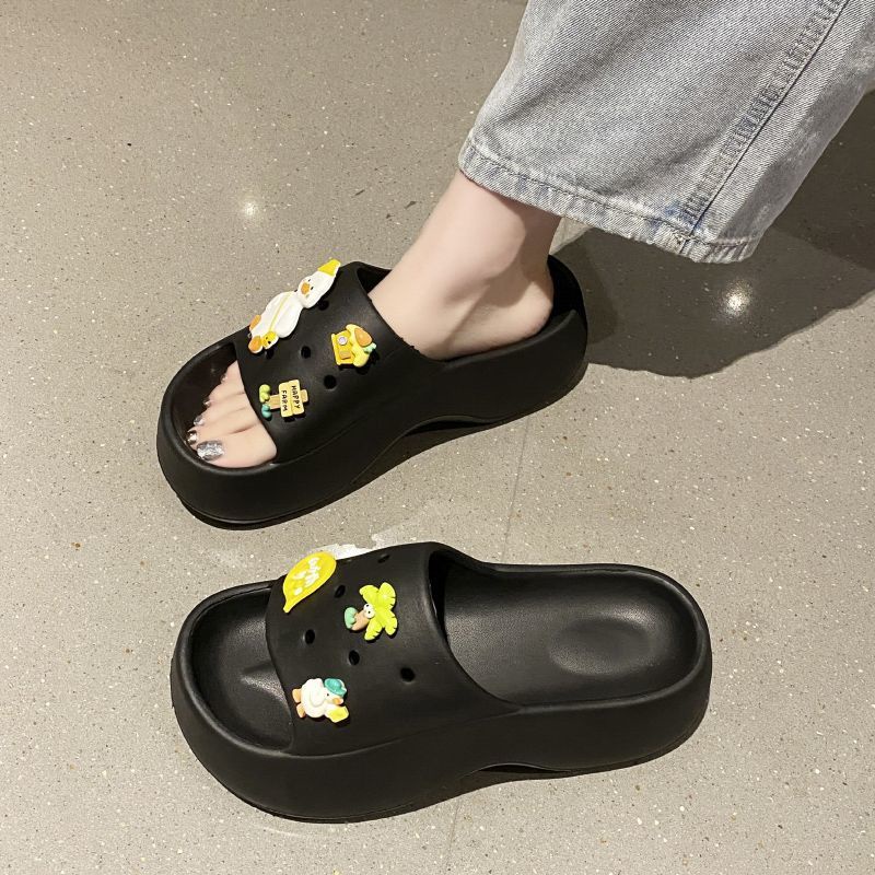 Dép lê nữ đế dày đáng yêu hoạt hình đế mềm gia dụng chống trượt