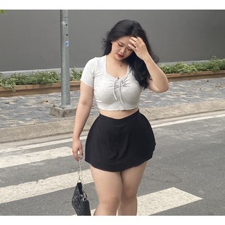 áo kiểu bigsize , áo croptop dành cho người béo , thun co giãn mát lanh , hack dáng dành cho nàng mũm mĩm