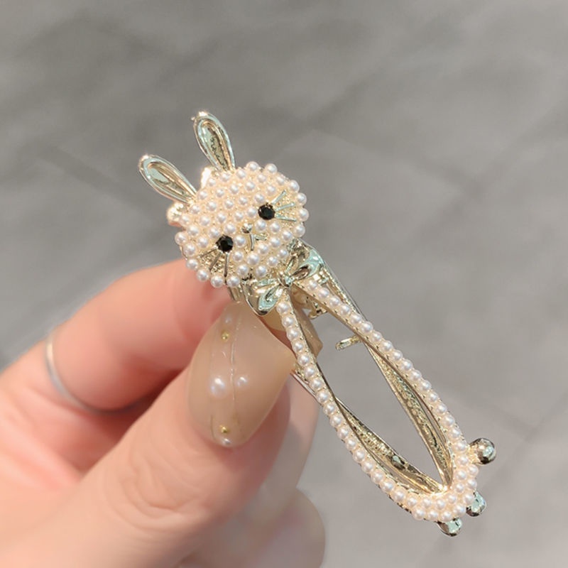 Kẹp Tóc Đính Ngọc Trai Hình Thỏ Dễ Thương Phong Cách Hàn Quốc