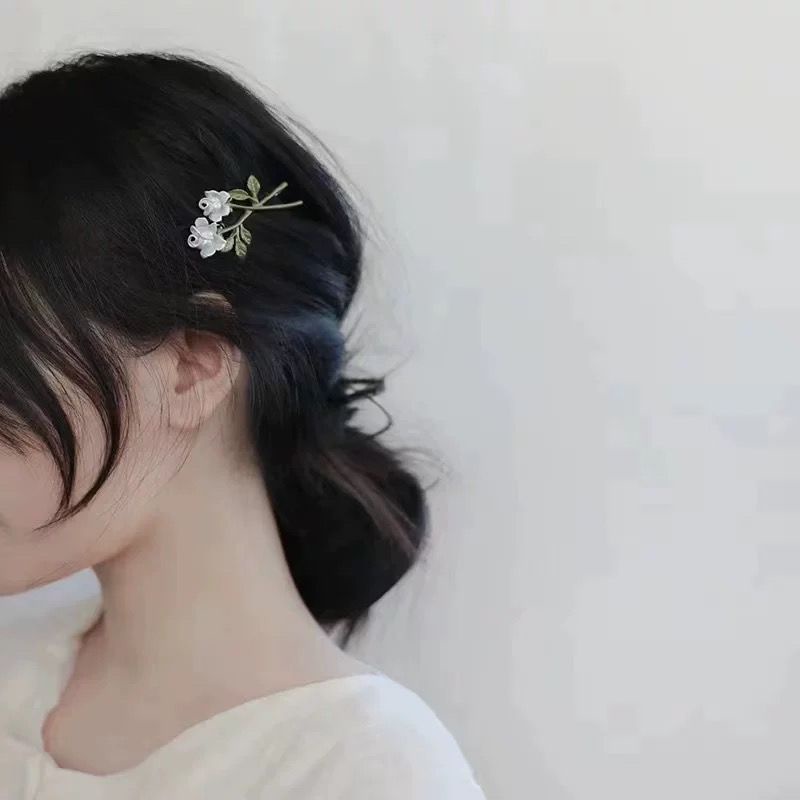 Kẹp Tóc Hoa Hồng Trắng Thời Trang Hè Xinh Xắn Cho Nữ