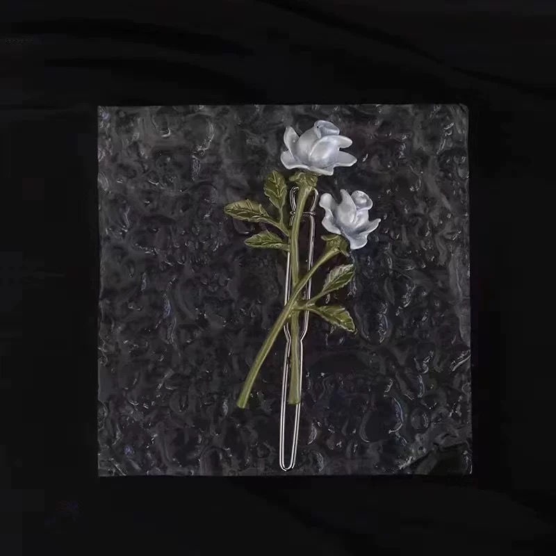 Kẹp Tóc Hoa Hồng Trắng Thời Trang Hè Xinh Xắn Cho Nữ