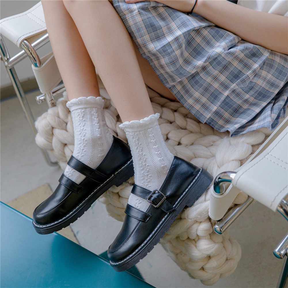 Vớ Lưới Cổ Cao Vừa Màu Trắng In Họa Tiết Công Chúa Phong Cách lolita Nhật Bản Dễ Thương Cho Nữ