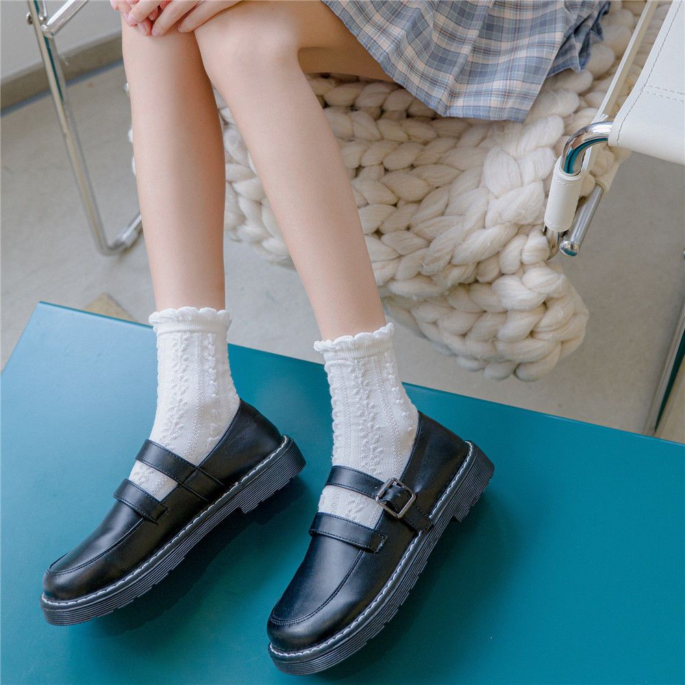 Vớ Lưới Cổ Cao Vừa Màu Trắng In Họa Tiết Công Chúa Phong Cách lolita Nhật Bản Dễ Thương Cho Nữ