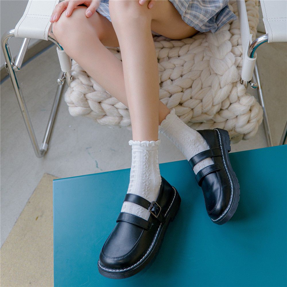 Vớ Lưới Cổ Cao Vừa Màu Trắng In Họa Tiết Công Chúa Phong Cách lolita Nhật Bản Dễ Thương Cho Nữ