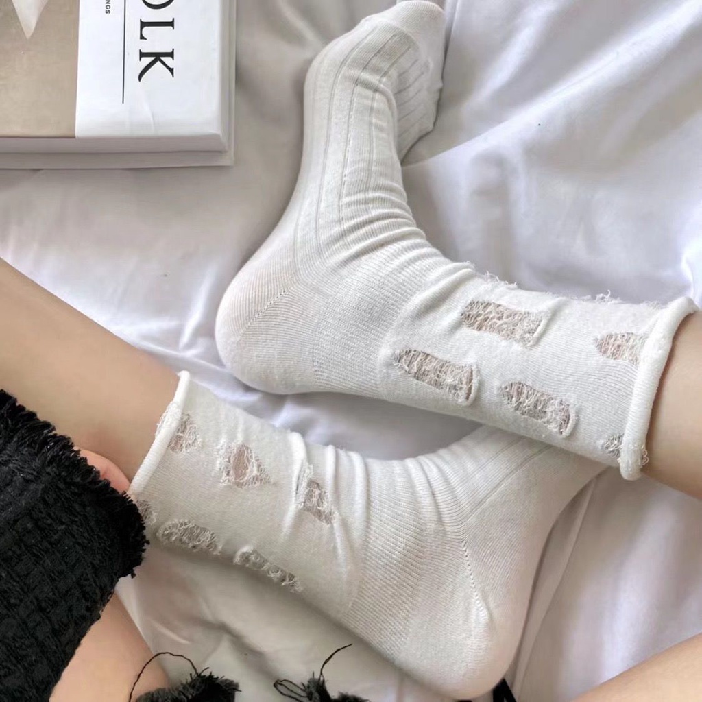 Vớ Rách Màu Sắc Đơn Giản Thời Trang Mùa Hè Dễ Phối Đồ