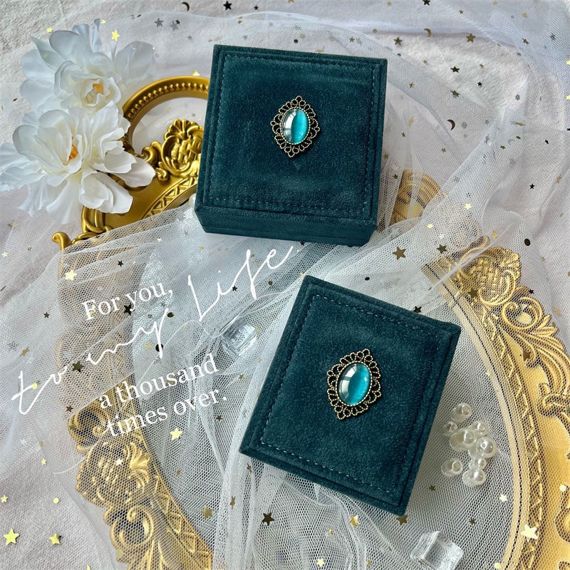 Hộp Đựng Trang Sức Cao Cấp Hình Chim Công Màu Xanh Dương Phong Cách retro