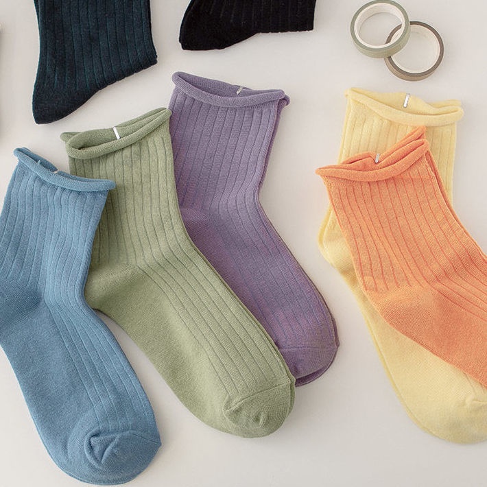 Vớ Ống Lửng Màu Trắng Đen Phong Cách Nhật Bản Thời Trang Mùa Hè Cho Nữ