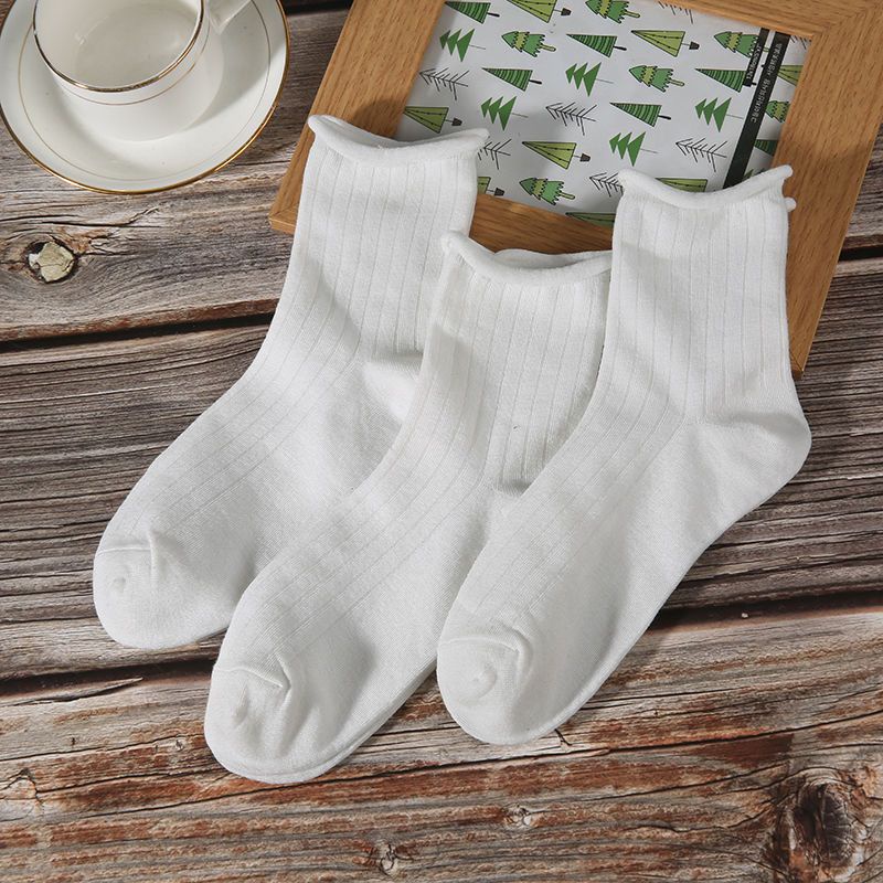 Vớ Mỏng Viền Cong Màu Trơn Phong Cách Preppy Nhật Bản Thời Trang Mùa Hè Cho Nữ