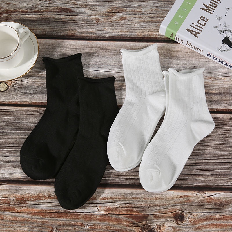 Vớ Mỏng Viền Cong Màu Trơn Phong Cách Preppy Nhật Bản Thời Trang Mùa Hè Cho Nữ