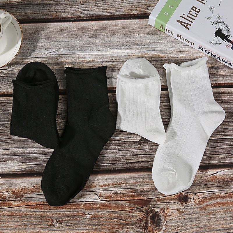 Vớ Mỏng Viền Cong Màu Trơn Phong Cách Preppy Nhật Bản Thời Trang Mùa Hè Cho Nữ