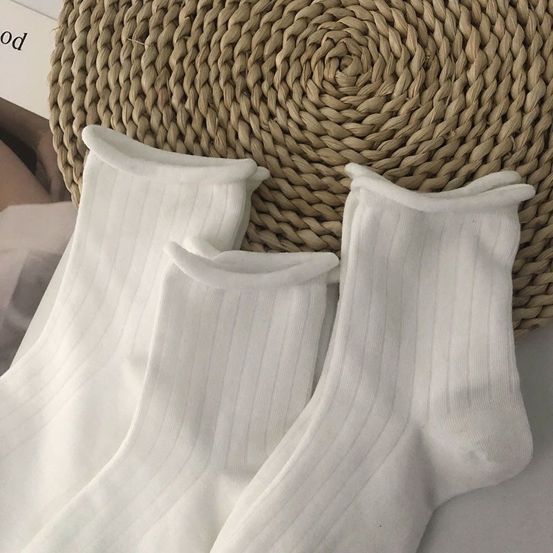 Vớ Mỏng Viền Cong Màu Trơn Phong Cách Preppy Nhật Bản Thời Trang Mùa Hè Cho Nữ