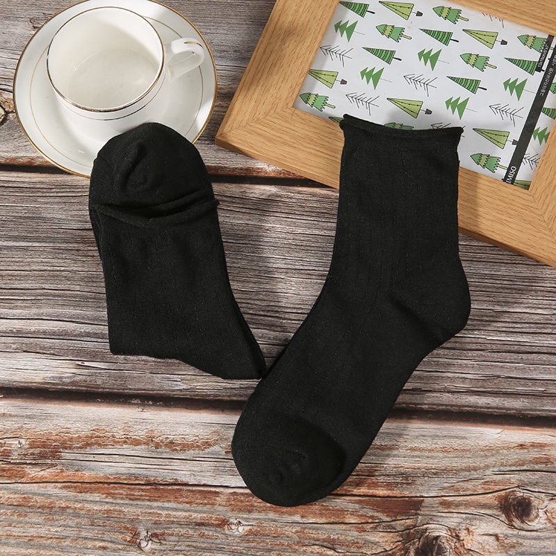 Vớ Mỏng Viền Cong Màu Trơn Phong Cách Preppy Nhật Bản Thời Trang Mùa Hè Cho Nữ