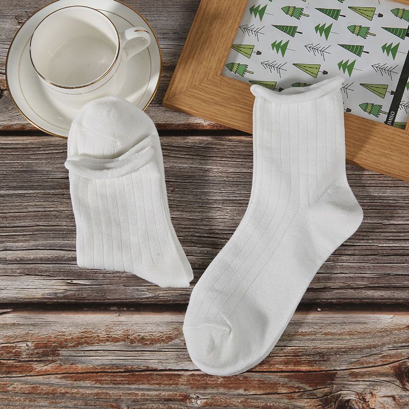 Vớ Mỏng Viền Cong Màu Trơn Phong Cách Preppy Nhật Bản Thời Trang Mùa Hè Cho Nữ