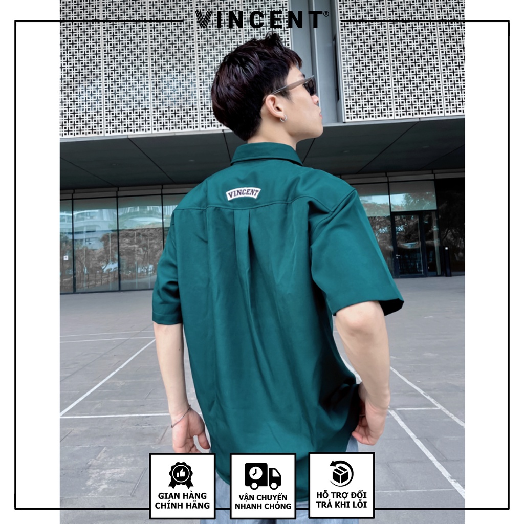 Áo sơ mi Vincent V logo White/ Dark blue/ Green/ Copper Brown | BigBuy360 - bigbuy360.vn