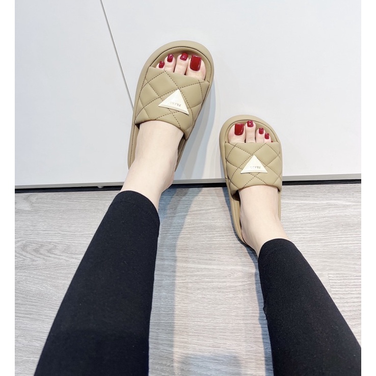 Dép lê quai ngang đế bánh mì da siêu đẹp