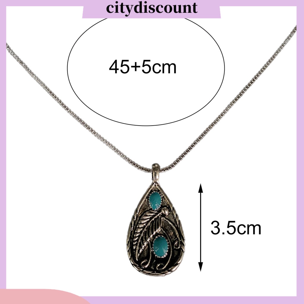 Vòng cổ Mặt Hình Giọt Nước Đính Đá Ngọc Lam Phong Cách Vintage Thời Trang