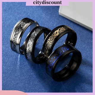 {Citydiscount} Nhẫn Thép Không Gỉ Màu Dạ Quang Họa Tiết Rồng Cho Nam