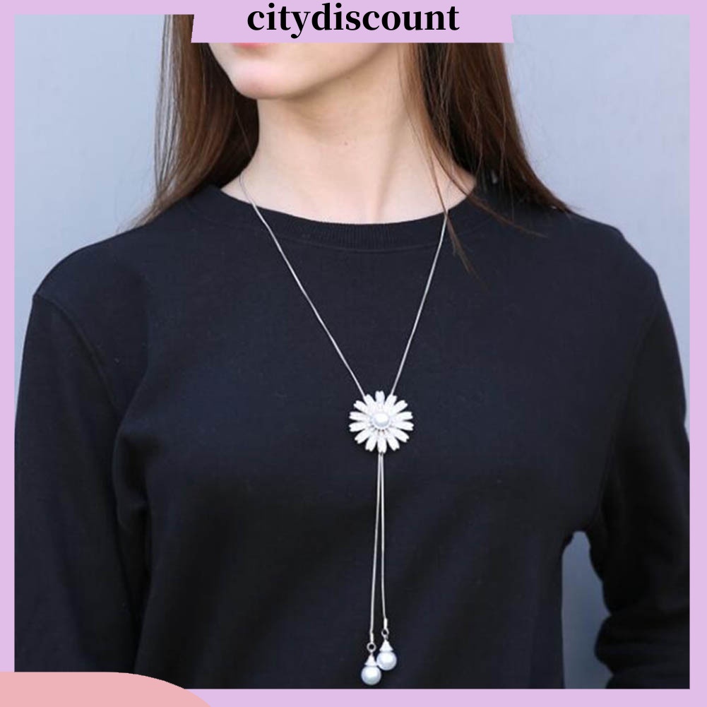 Dây chuyền mặt hình hoa hướng dương đính ngọc trai giả thời trang cho nữ