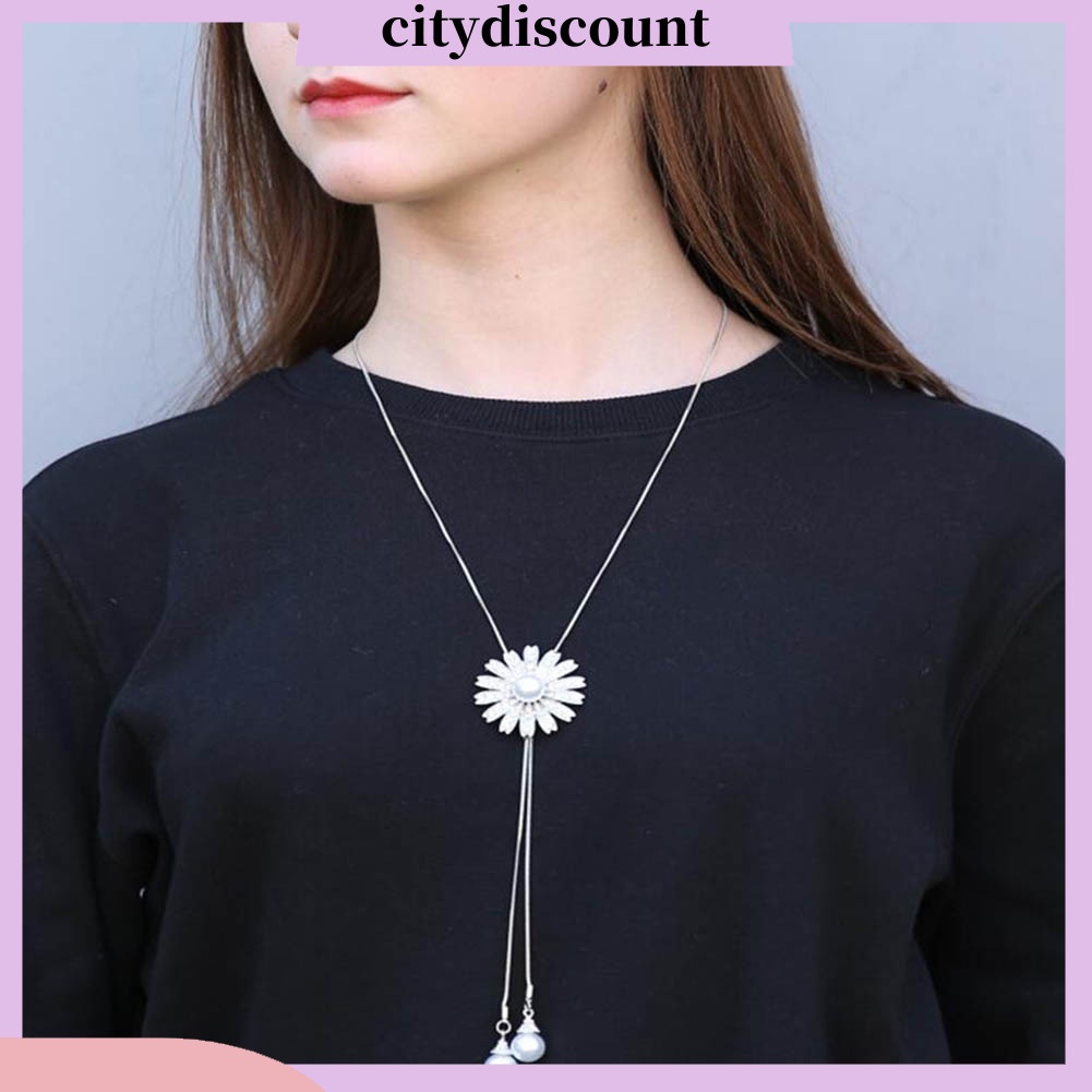 Dây chuyền mặt hình hoa hướng dương đính ngọc trai giả thời trang cho nữ