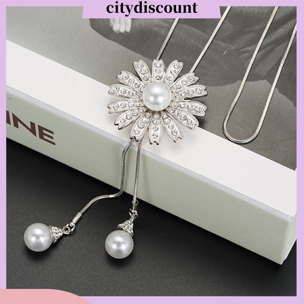 Dây chuyền mặt hình hoa hướng dương đính ngọc trai giả thời trang cho nữ