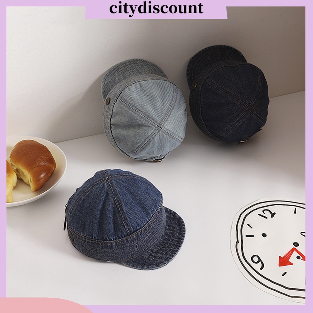 {Citydiscount} Mũ Beret Vải Jean Chống Mài Mòn Thời Trang Cho Bé