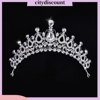 {Citydiscount} Shiny Rhinestone Crown Women Bride Headwear Headband Tiara Wedding Jewelry