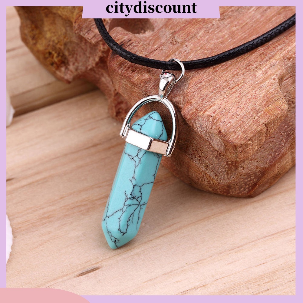 Vòng Cổ Choker Dây Giả Da Mặt Đá Thạch Anh Reiki Chakra Thời Trang Unisex