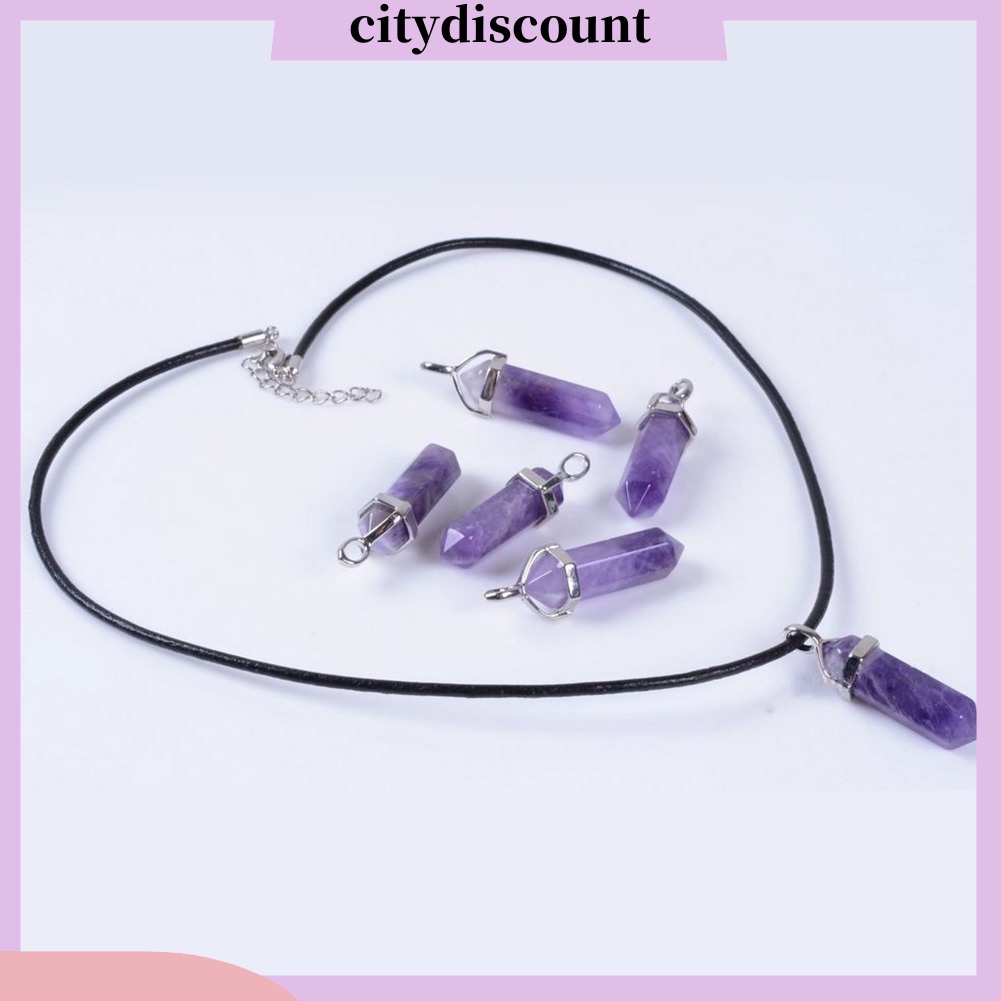 Vòng Cổ Choker Dây Giả Da Mặt Đá Thạch Anh Reiki Chakra Thời Trang Unisex