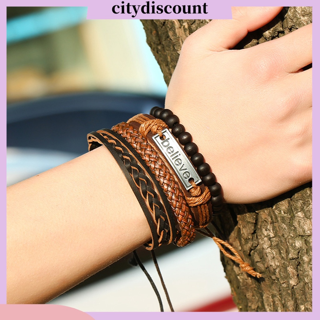 {Citydiscount} Set 4 Vòng Đeo Tay Bện Dây Believe kiểu dáng đơn giản dành cho nam