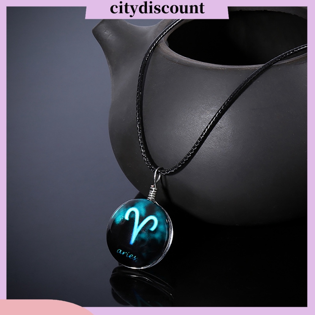 Vòng cổ Mặt Kính Tròn In Hình Cung Hoàng Đạo Độc Đáo