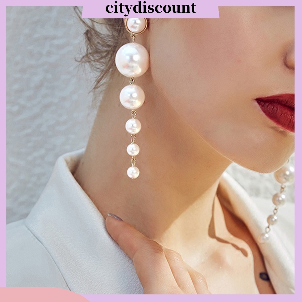 {Citydiscount} Đôi bông tai ngọc trai dáng rơi thời trang cho nữ