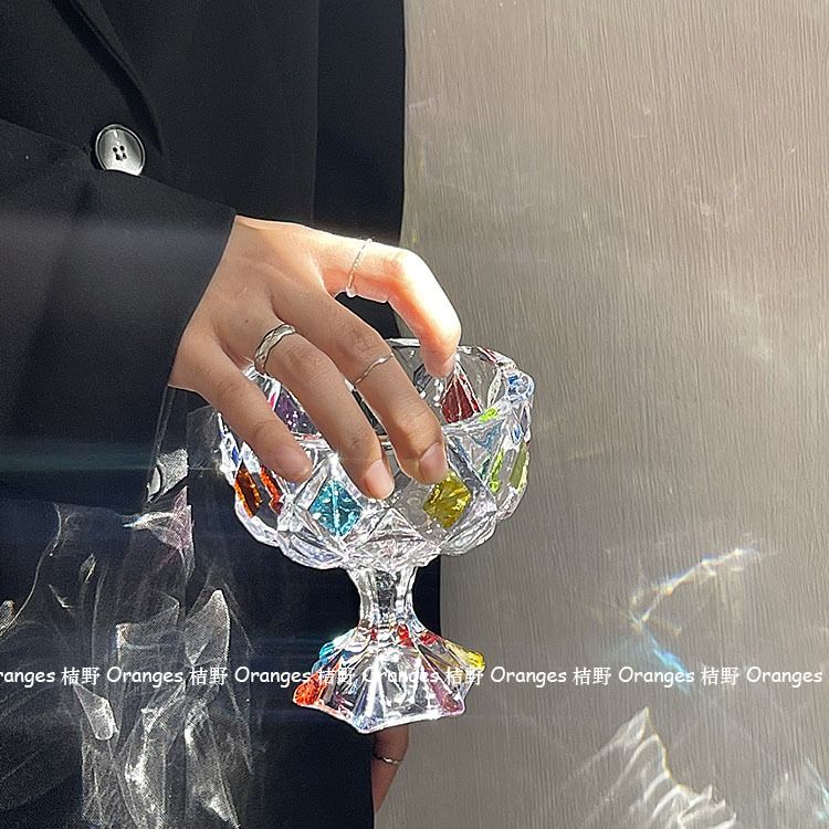 Cốc Sữa Chua Tráng Miệng Bằng Thủy Tinh Màu Cầu Vồng