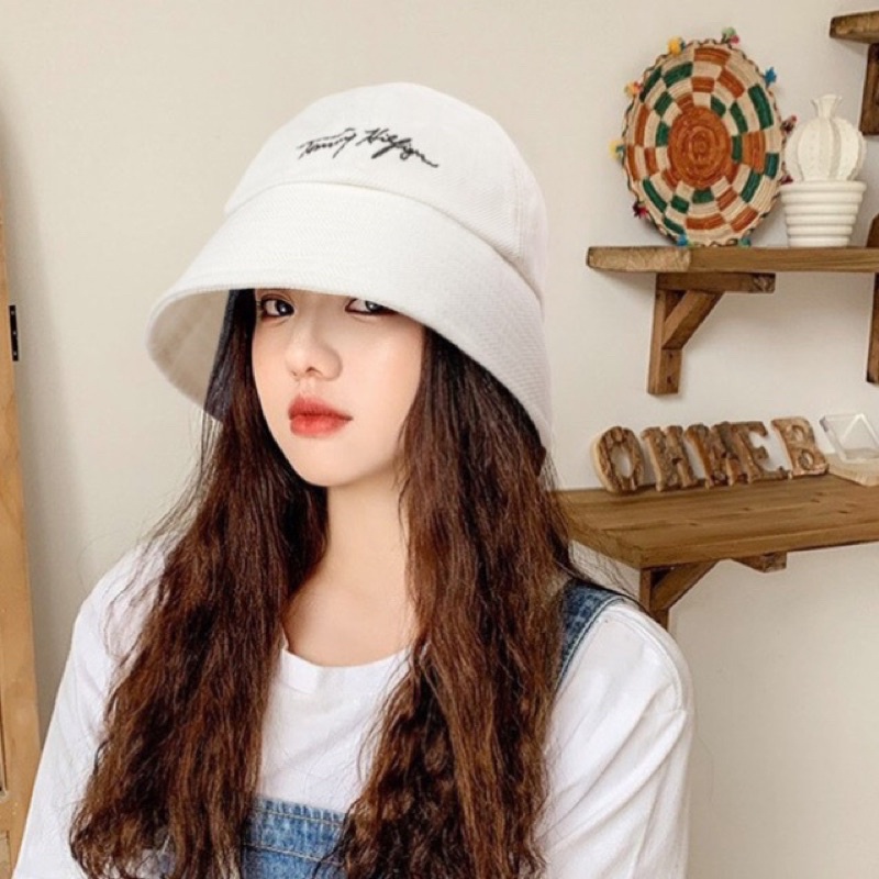 Mũ bucket xám NVXK cao cấp, nón bucket logo vành tròn cụp vải kaki form unisex