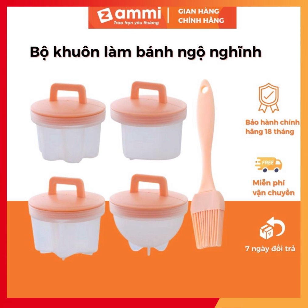 Set 4 Khuôn Hấp Trứng, Hấp Bánh, Làm Bánh Plan Cho Bé Ăn Dặm Siêu Dễ Thương forkids