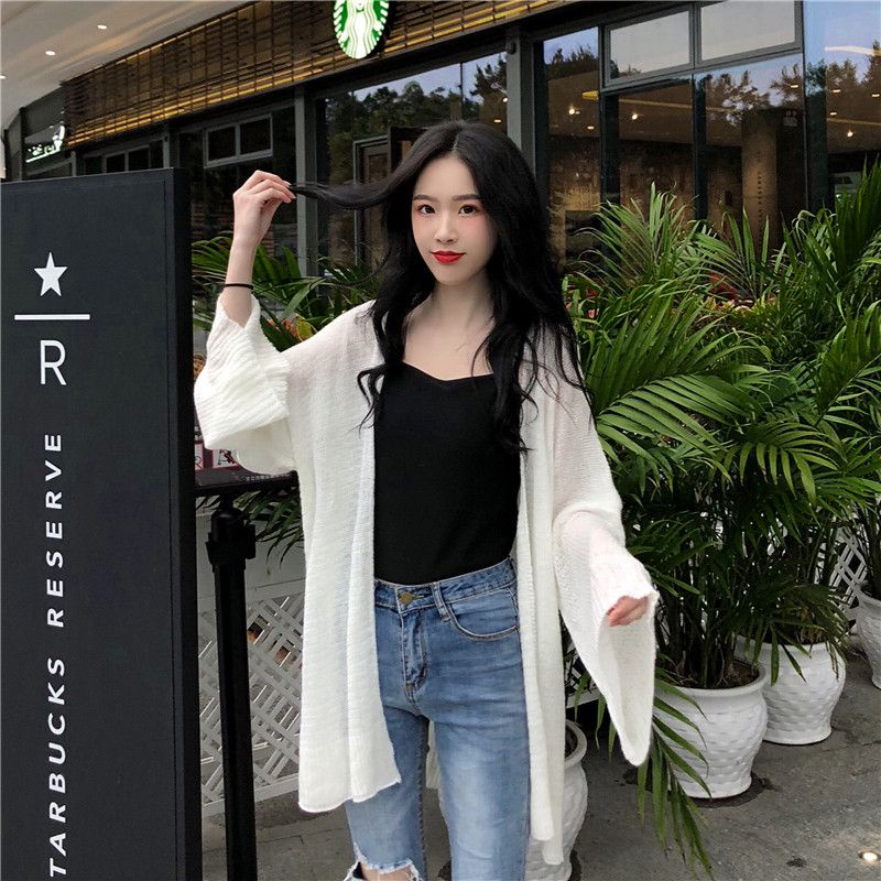 Jiashucheng Áo Khoác Cardigan Dệt Kim Chống Nắng Dáng Rộng Thoáng Khí Thời Trang Mùa Hè Dành Cho Nữ