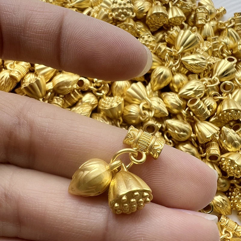 Vòng Đeo Tay Mặt Hoa Sen Vàng Hai Thế Giới Hạnh Phúc DIY Làm Mặt Dây Chuyền Điện Thoại Di Động