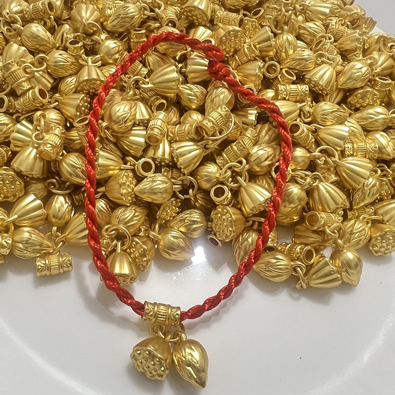 Vòng Đeo Tay Mặt Hoa Sen Vàng Hai Thế Giới Hạnh Phúc DIY Làm Mặt Dây Chuyền Điện Thoại Di Động