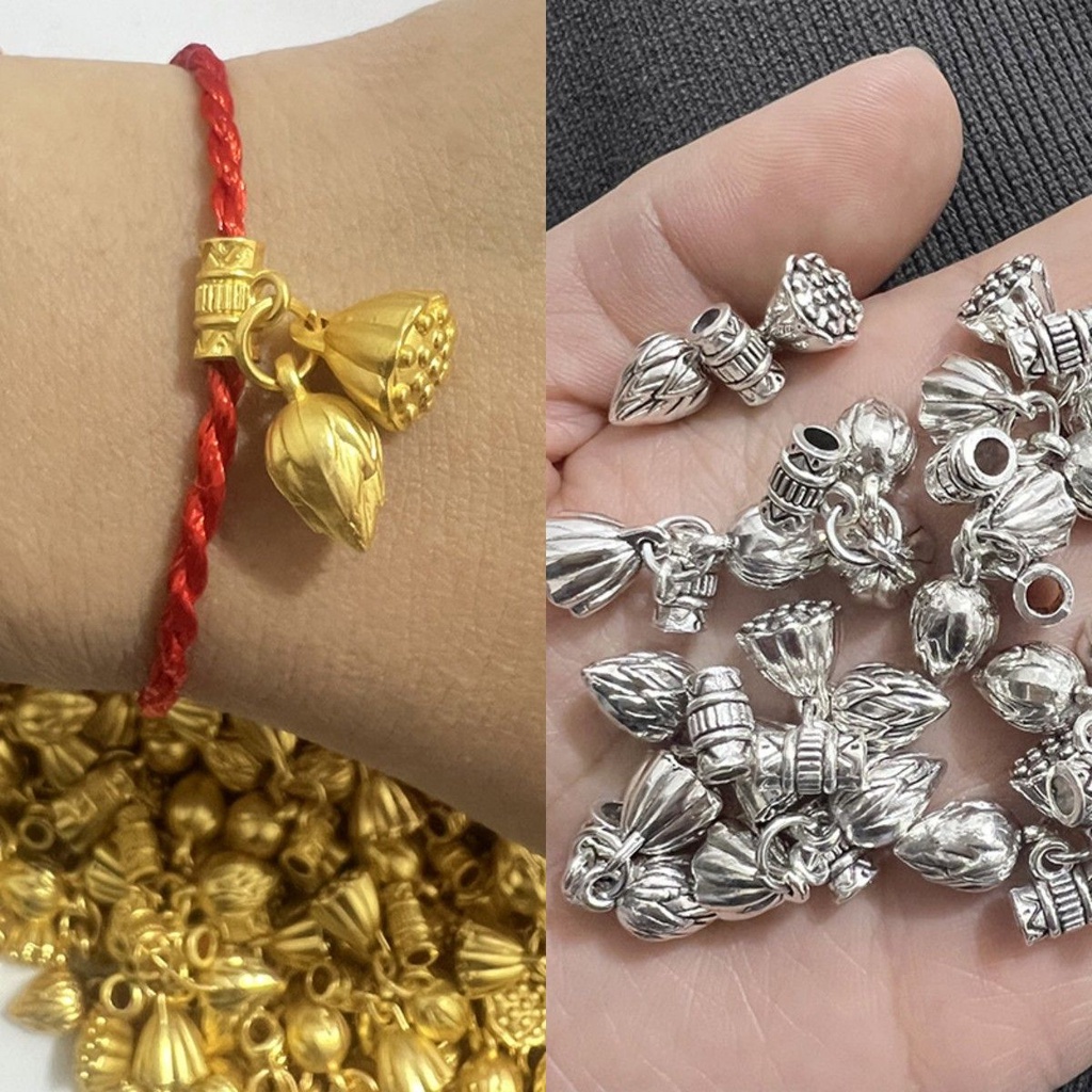 Vòng Đeo Tay Mặt Hoa Sen Vàng Hai Thế Giới Hạnh Phúc DIY Làm Mặt Dây Chuyền Điện Thoại Di Động