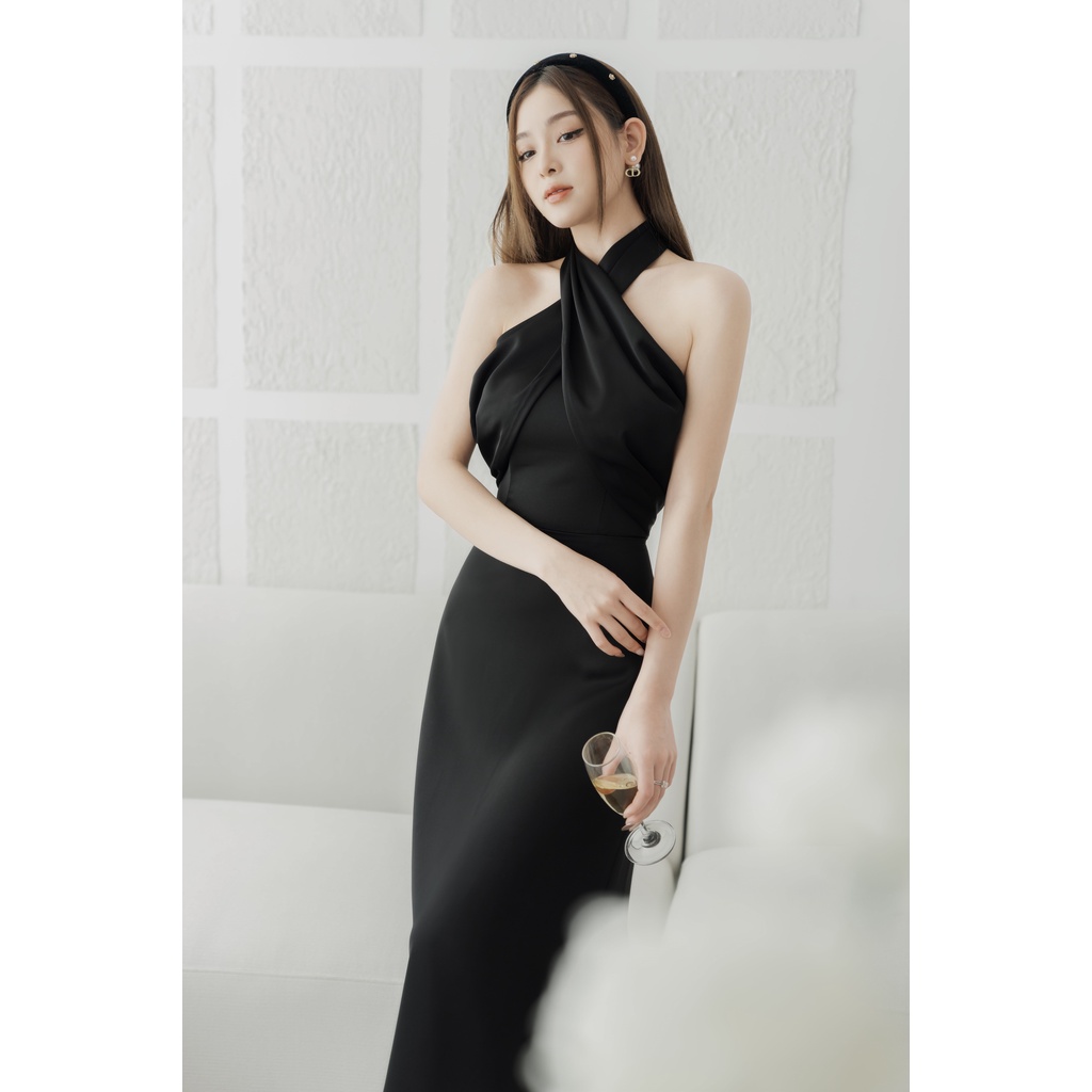 𝐉𝐞𝐬𝐬𝐞 𝐃𝐫𝐞𝐬𝐬 - váy lụa đen cut out thời thượng