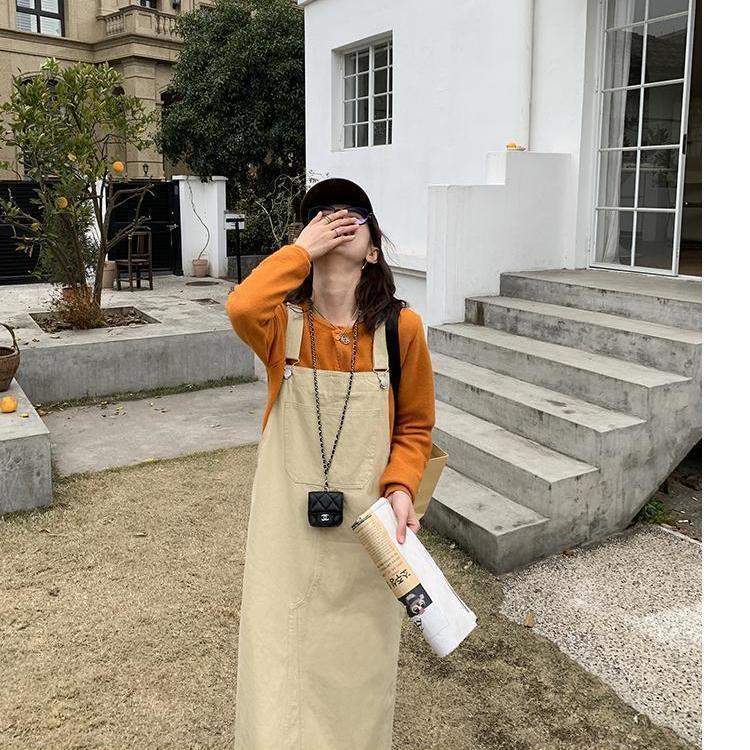 Jiashucheng Đầm Hai Dây Dài Qua Gối Dáng Rộng Màu Hồng Thời Trang Mùa Hè Phong Cách Hàn Quốc Cho Nữ Sinh