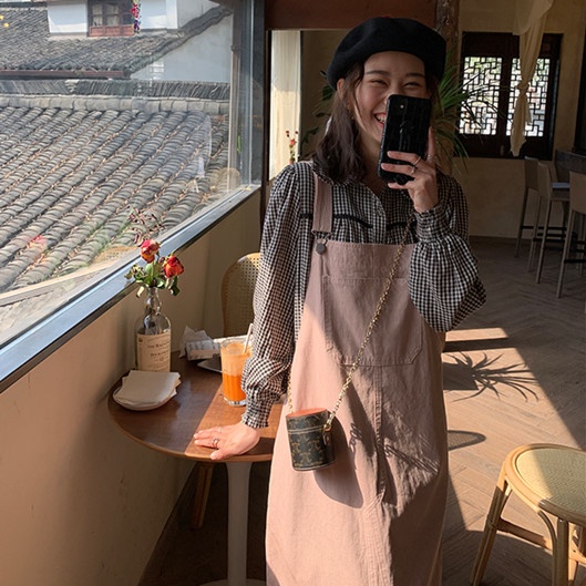 Jiashucheng Đầm Hai Dây Dài Qua Gối Dáng Rộng Màu Hồng Thời Trang Mùa Hè Phong Cách Hàn Quốc Cho Nữ Sinh