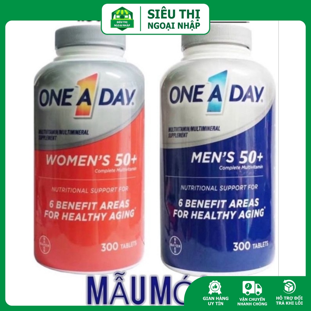 Vintamin Tổng Hợp One A Day Dành Cho Nam Nữ Trên 50 Tuổi Chai 300 Viên