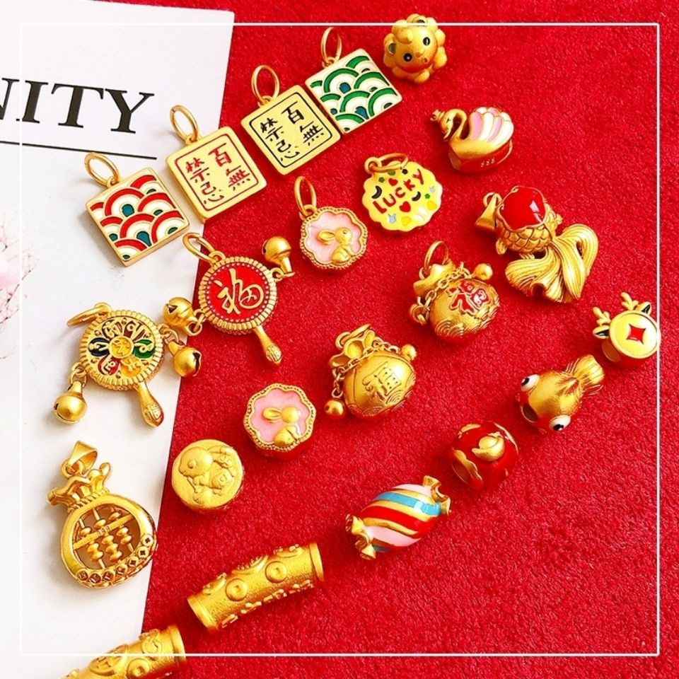 Phụ Kiện Hạt Xỏ Lỗ Lớn Màu Vàng Đồng Phong Cách pharaoh Cổ Điển Làm Vòng Tay Thủ Công diy