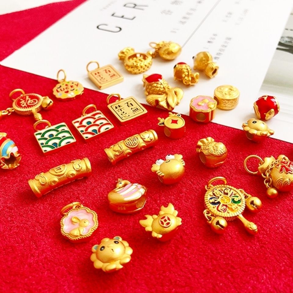 Phụ Kiện Hạt Xỏ Lỗ Lớn Màu Vàng Đồng Phong Cách pharaoh Cổ Điển Làm Vòng Tay Thủ Công diy