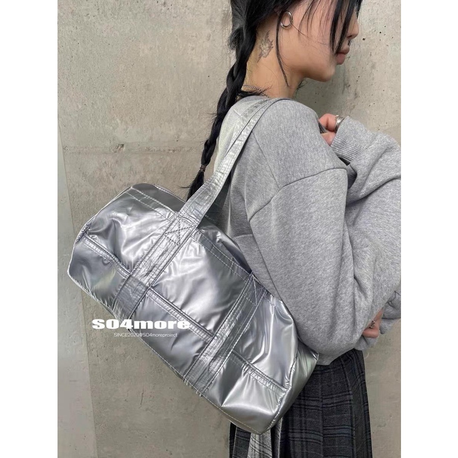 [SO4more] Túi Thể Thao Đeo Vai Hình Trụ Bằng Kim Loại Millennium Dễ Thương Phong Cách Hàn Quốc Cổ Điển