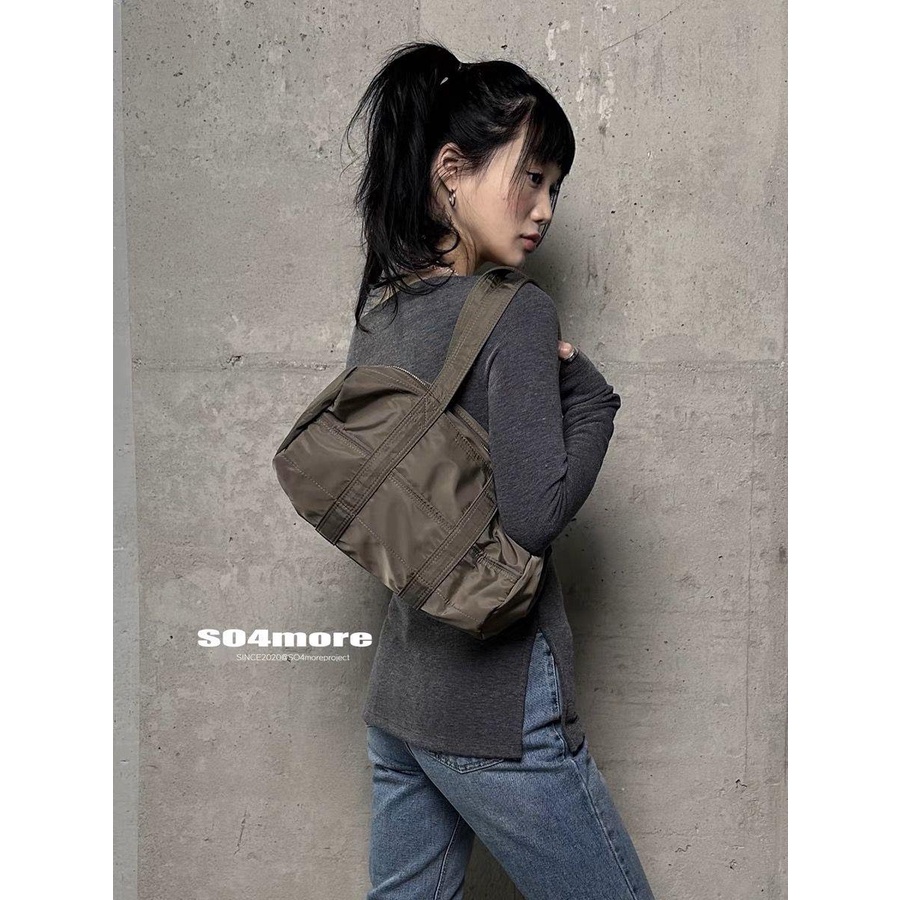 [SO4more] Túi Thể Thao Đeo Vai Hình Trụ Bằng Kim Loại Millennium Dễ Thương Phong Cách Hàn Quốc Cổ Điển